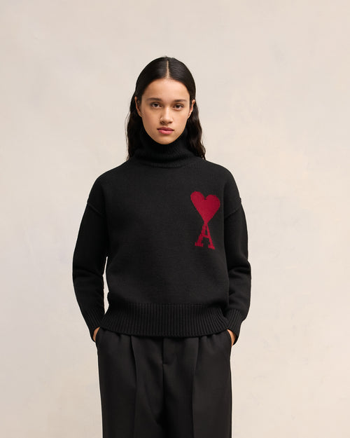 Black Wool Ami de Coeur Sweater - 7 - Ami Paris