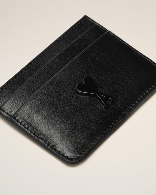 Black Leather Ami de Coeur Card Holder - 6 - Ami Paris