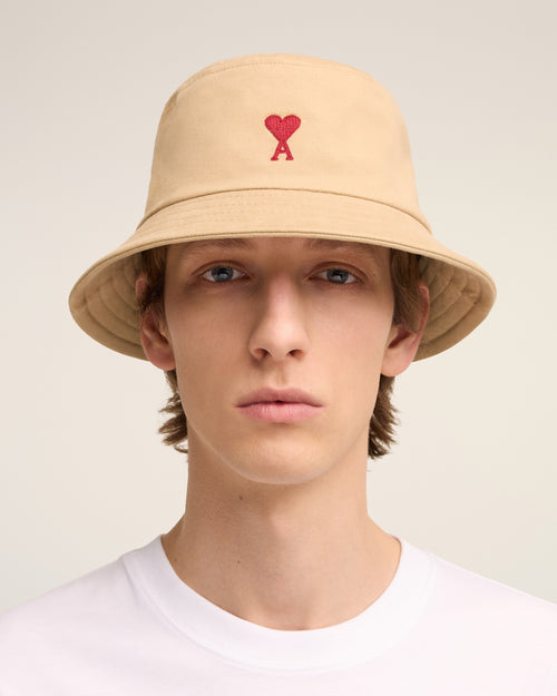 Red Ami de Coeur Embroidery Bucket Hat - 2 - Ami Paris