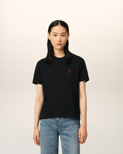 									Black Cotton Ami de Coeur T-Shirt - 3								 - Ami Paris