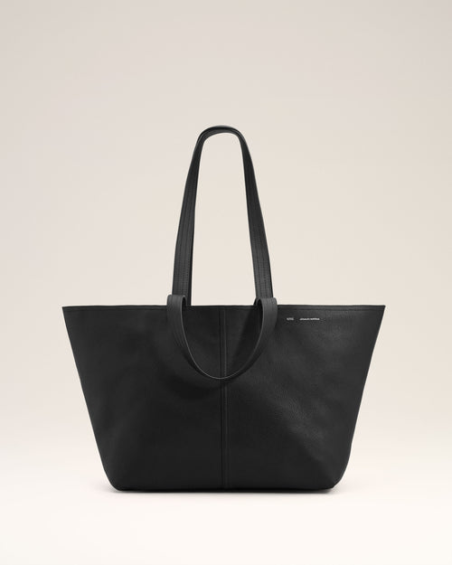 Black Leather Midi Tote Bag - 1 - Ami Paris