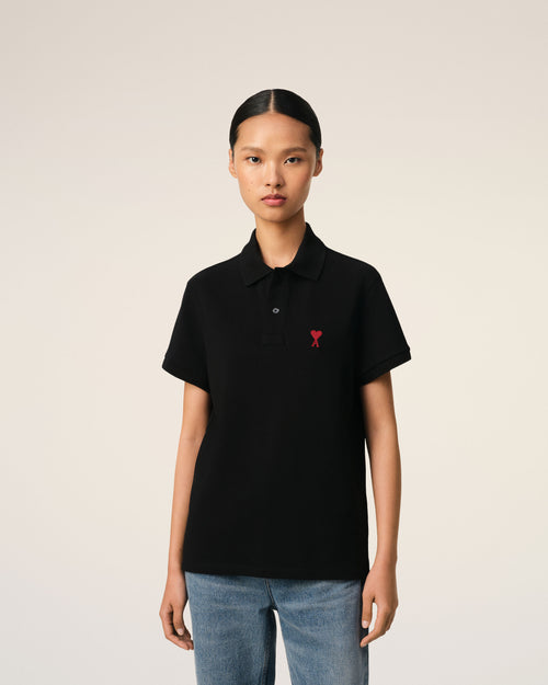 Black Cotton Ami de Coeur Polo Shirt - 9 - Ami Paris