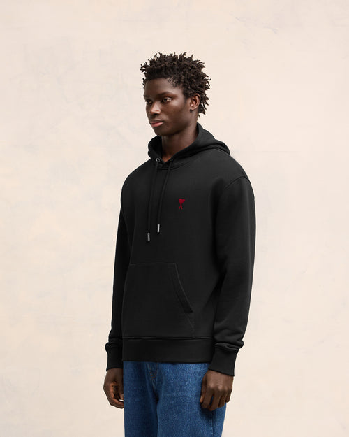 Hoodie Noir Ami de Coeur En Coton - 6 - Ami Paris