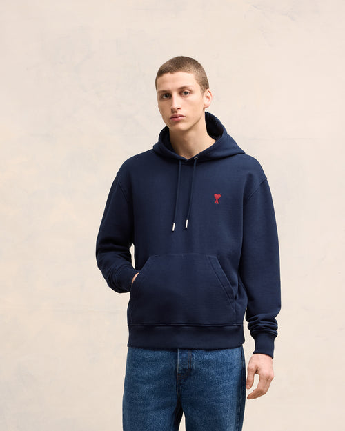 Navy Cotton Ami de Coeur Hoodie - 1 - Ami Paris