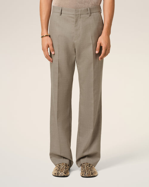 Beige Wool Straight Fit Trousers - 3 - Ami Paris